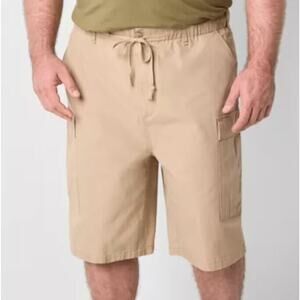 Frye and Co. Big Tall Drawstring Waist Regular Fit Cargo Short Cornstalk 52W $65